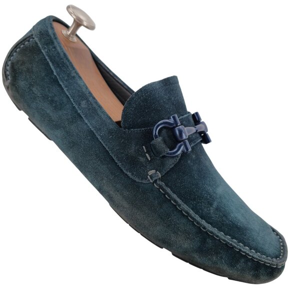 Salvatore Ferragamo Other - Salvatore Ferragamo Parigi Suede Blue Teal Driving Loafers Mens 10EE Dress Shoes